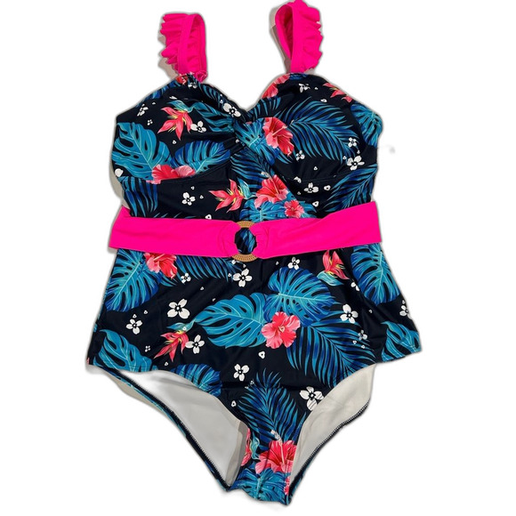 NWT One piece tropical print swimsuit - Picture 5 of 5